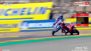 INSIDEN ALEX MARQUEZ VS PECCO BAGNAIA TABRAKAN MOTOGP ARAGON SPANYOL 2024 [upl. by Macfarlane]