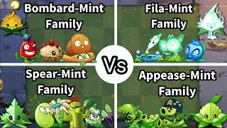 PvZ2 Battlez  Appease Vs Bombard Vs Fila Vs Spear Mint Family  COMMENT WHICH TEAM IS MOST OP [upl. by Omixam]