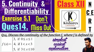 Continuity And Differentiability class 12 exercise 51 Q14 [upl. by Itaws]