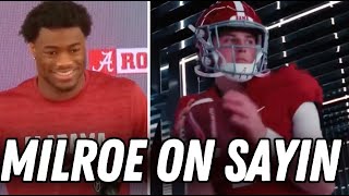 Jalen Milroe talks Alabama adding Julian Sayin to quarterback room [upl. by Yenitsed]