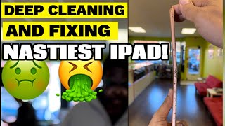 Deep cleaning the nastiest ipad and case I’ve ever seen 🤢🤮 asmr gross nasty hair roblox [upl. by Lynus]