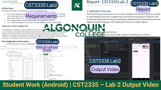 Client WorkAndroid  Computer Programming CST2335 –Lab2 Output Video Algonquin College [upl. by Ami]