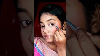 Easy kajal tutorial for beginnersBengali kajal look✨ trending kajal wingedeyeliner begginers [upl. by Ignacio]