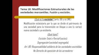 Lec020 Tema 18 Modificaciones Estructurales de las sociedades mercantiles umh1425sp 201516 [upl. by Harbour]