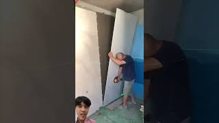 Keramik besar buat dinding construction tiles diy painting renovation satisfying [upl. by Arotak]