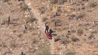 Spinning stretcher during chopper rescue  AP Video [upl. by Lednyc]