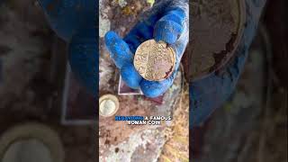 Man finds treasure inside a rock treasure found rarefind rarecoins romancoin treasurehunting [upl. by Turro220]