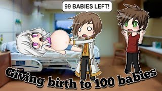 Giving birth to 100 babies  short mini movie  Gacha studio [upl. by Ttocserp]