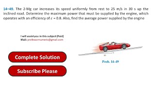 14–49 The 2Mg car increases its speed uniformly from rest  Engineering Mechanics Dynamics [upl. by Nova]