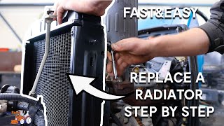 How to REPLACE a RADIATOR on a iseki tractor STEP by STEP  TRACPARTZ [upl. by Nick]