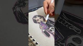 Spooky Kooky Girls Wednesday Addams drawing halloweenart Pitt Artist PenFaberCastellGroup [upl. by Burnley]