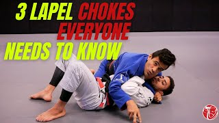 3 Lapel Chokes Everyone Needs to Know  JiuJitsu Fundamentals  Cobrinha BJJ [upl. by Linnie]