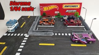 Realistic 164 Parking lot Diorama with lights for hotwheels Matchbox and Maisto [upl. by Onitnevuj]