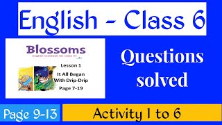 Class 6 English lesson 1 Part 1  Activity Solved 1 to 6  page 9 to 13 thejoyofeducation2023 [upl. by Ytitsahc]