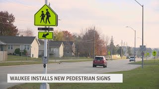 Waukee installs new pedestrian signs [upl. by Derr]