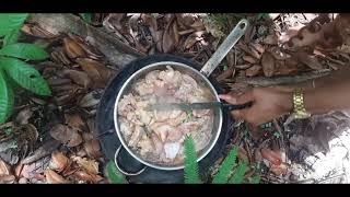 Bush cooking stew chicken and dumplings [upl. by Nakasuji]