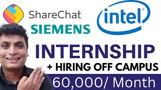 Share Chat And Siemens Hiring Off Campus  Internship And Full Time Role Stipend 80000 Per Month [upl. by Saidel764]