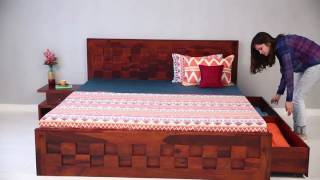 Double Bed  Travis Bed with storage Online in India  Wooden Street [upl. by Tavey808]