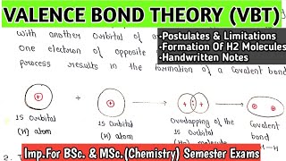 Valence Bond Theory  Limitations Of VBT  Formation Of H2 Molecule In VBT kanhaiyapatel [upl. by Ninaj]