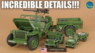 Big Enough Detailed Willys Jeep with Trailer 112  COBI 2804 Speed Build Review [upl. by Nirag]