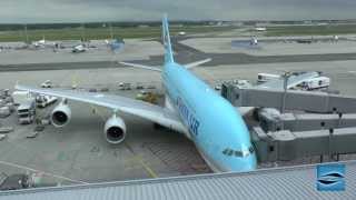 Korean Air A380 landing and roll to the gate at Frankfurt International Airport [upl. by Hux]