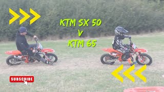 KTM SX 50 V KTM 65  CAN ALBIE BEAT THE 65 ON A 50CC [upl. by Maryjo]