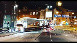 Ahola Special  Transporting 74m wind turbine blades thru city centre [upl. by Errecart]