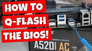 How To Use USB BIOS Flash Gigabyte Motherboard A520i AC Qflash [upl. by Sarnoff]