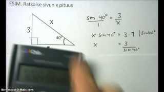 Suorakulmainen kolmio Sin  Kulman suuruuden ratkaiseminen [upl. by Anamuj]