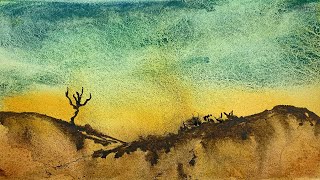 Watercolor  Landscape With Granulating Paints [upl. by Darees]