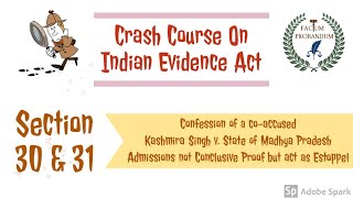 Section 30 amp 31 Of Indian Evidence Act 1872  Confession of Coaccused [upl. by Pillihpnhoj]