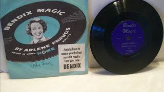 Arlene FrancisBendix Promotional 78RPM Recording [upl. by Christean]