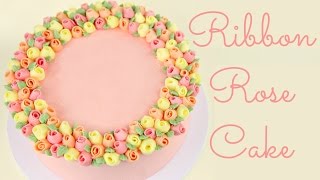 Ribbon Rose Buttercream Cake  COLLAB HANIELAS AND CAKE STYLE [upl. by Aneertak]