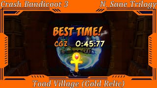 Crash Bandicoot 3 Warped  Toad Village Gold Relic [upl. by Mundy]