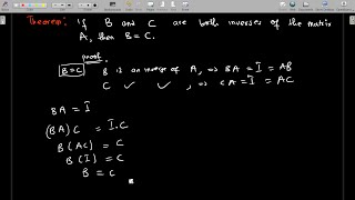 Proof That Unique Inverses Exist in Matrix Algebra  BC When Both are Inverses of A [upl. by Kciredec]