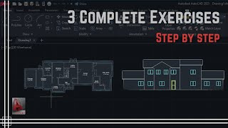 Autocad  Floor plan  Elevation Step by Step 3 complete Exercises [upl. by Davon]