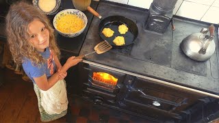 Cooking with Fire  Sweetcorn Fritters on the Stovetop [upl. by Lehcir]