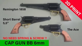 Remington 1858 Revolver Cap Gun 3D print Fully Functional and Shoot BB 6 mm [upl. by Sydel]