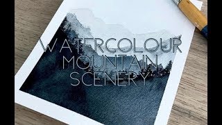 Watercolour Mountain Scenery Tutorial [upl. by Gnues]