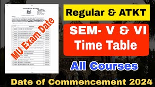 SEM  5 amp 6 Exam 2024 Commencement Date Mumbai University  Summer Session 2024 Exam time Table [upl. by Anaillil517]