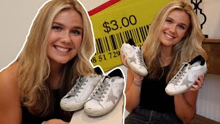 I FOUND GOLDEN GOOSE AT THE TJMaxx YELLOW TAG SALE HUGE LUXURY Yellow Tag Sale Haul  MORNING VLOG [upl. by Bostow]