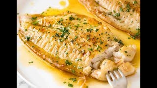 PanFried Sea bass With Garlic Lemon Butter Sauce [upl. by Euqinor672]