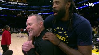 DeAndre Jordan interrupts Michael Malones interview to congratulate him on Nuggets wins record 🙌 [upl. by Scotney387]