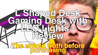 Huuger L Shaped Desk Gaming Desk with LED Lights amp Power Outlets Review [upl. by Esac]