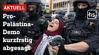 Wut über DemoVerbot in Frankfurt Polizei löst propalästinensische Versammlungen auf  hessenschau [upl. by Ahtnama]