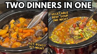 Crock Pot Beef Pot Roast TONIGHT and Beef Vegetable Soup TOMORROW [upl. by Young]