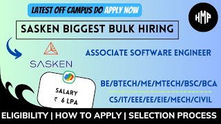 Sasken off campus hiring for freshers  ASE role [upl. by Housum]