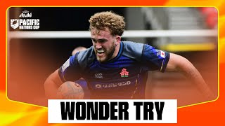 Every angle of THAT Warner Dearns Wonder Try 🤯  Asahi Super Dry Pacific Nations Cup 2024 [upl. by Laurin]