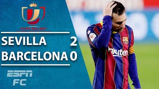 Sevilla beat Lionel Messi and Barcelona in Copa del Rey semifinal first leg  ESPN FC Highlights [upl. by Inavoig]