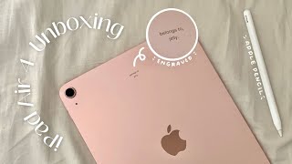 10 ♡ unboxing ipad air 4th with engraving📱ROSE GOLD [upl. by O'Mahony]